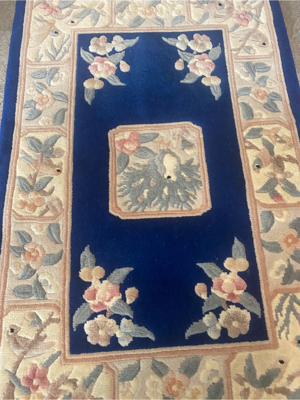Hand-Knotted Chinese Wool Rug 3x2 - Picture 5 of 6